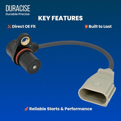 DURACISE Engine Crankshaft Position Sensor Compatible with 2000-2013 Volkswagen Golf, Jetta, GTI, Beetle, Passat, Eos & 2005-2009 Audi A4, A3, TT, S3 & Seat Leon, Ibiza | OEM# 06A906433G, 06A906433L in Saudi Arabia