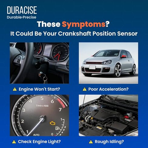 DURACISE Engine Crankshaft Position Sensor Compatible with 2000-2013 Volkswagen Golf, Jetta, GTI, Beetle, Passat, Eos & 2005-2009 Audi A4, A3, TT, S3 & Seat Leon, Ibiza | OEM# 06A906433G, 06A906433L in Saudi Arabia
