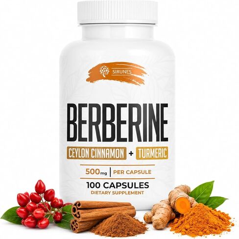 Berberine Capsules Ceylon Cinnamon & Turmeric - Berberine HCL Dietary Supplement for Men and Women – Non GMO Berberine 1000mg, Immune System Booster in Saudi Arabia