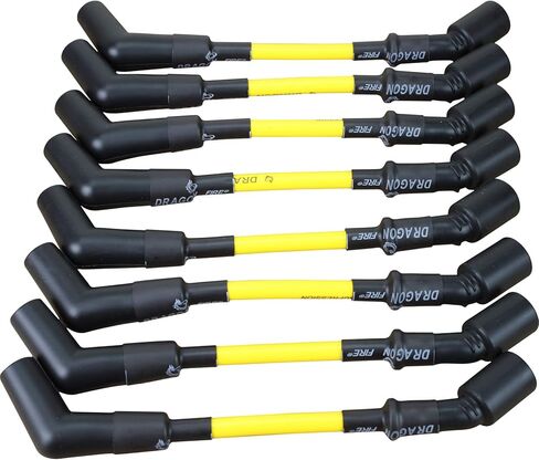 DRAGON FIRE PERFORMANCE YELLOW 500 Ohm per/ft. Street Series High Performance Spark Plug Wire Set For 1999-2017 Chevrolet GM Chevy LS LSX LS1 LS2 LS3 LS6 LS7 W/ Round or Square Coils OEM Fit PWLS-DF-Y in Kuwait