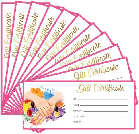 Gift Certificates for Business, Nail Blank Gift Cards Certificates, Gifts for Manicure Pedicure Spa Salon Restaurants Birthday Marriage Client Vouchers -08 in Saudi Arabia