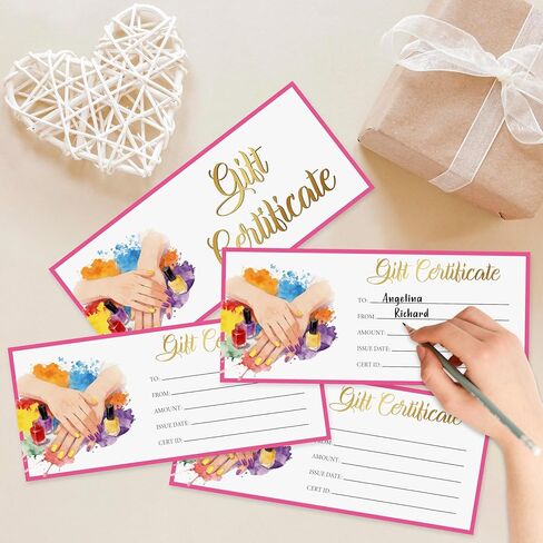 Gift Certificates for Business, Nail Blank Gift Cards Certificates, Gifts for Manicure Pedicure Spa Salon Restaurants Birthday Marriage Client Vouchers -08 in Saudi Arabia