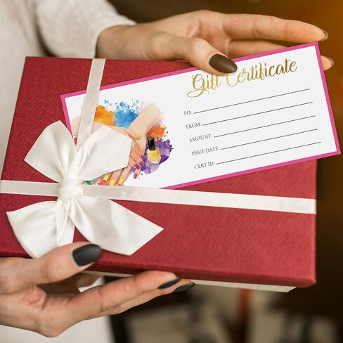 Gift Certificates for Business, Nail Blank Gift Cards Certificates, Gifts for Manicure Pedicure Spa Salon Restaurants Birthday Marriage Client Vouchers -08 in Saudi Arabia