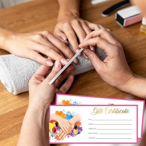 Gift Certificates for Business, Nail Blank Gift Cards Certificates, Gifts for Manicure Pedicure Spa Salon Restaurants Birthday Marriage Client Vouchers -08 in Saudi Arabia