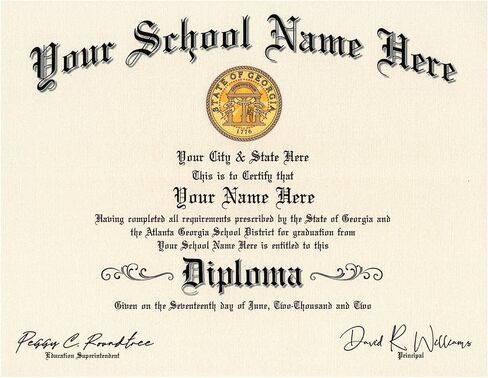 High School Diploma - 4 Piece Set - Custom Printed with Your School Name & Info - 4 Copies in 4 Styles - Novelty Highschool Certificate in Saudi Arabia