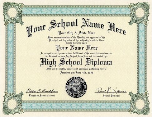High School Diploma - 4 Piece Set - Custom Printed with Your School Name & Info - 4 Copies in 4 Styles - Novelty Highschool Certificate in Saudi Arabia