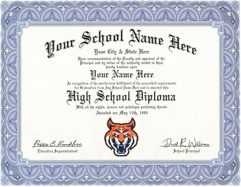 High School Diploma - 4 Piece Set - Custom Printed with Your School Name & Info - 4 Copies in 4 Styles - Novelty Highschool Certificate in Saudi Arabia