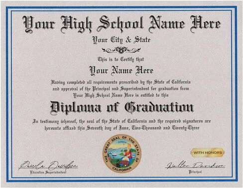 High School Diploma - 4 Piece Set - Custom Printed with Your School Name & Info - 4 Copies in 4 Styles - Novelty Highschool Certificate in Saudi Arabia