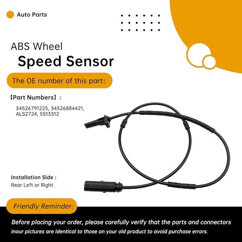 Rear Left/Right ABS Wheel Speed Sensor Compatible with BMW 228i/230i/320i/328d/328i/330e/330i/335i/340i, 428i/430i/435i/440i Gran Coupe, M235i/M240i (F20/F30/F31/F35/F80) – Replaces 34526791225 in Saudi Arabia