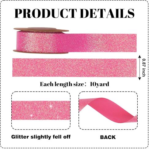 No Shed Glitter Ribbon, 3/8 5/8 7/8 Inch Sparkle, Cheer Bows Homecoming Mum Crafts Gift Wrapping, 10 Yards (Iridescent White, 3/8") in Saudi Arabia