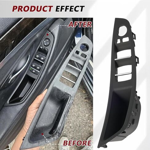 غطاء مقبض الباب الداخلي لوحة مسند الذراع لمفتاح النافذة BMW 5 Series F10/F11 520,523,525,528,530,535,550 2010-2016 مقبض لوحة تبديل الباب الجانبي للسائق يستبدل #51417225873 in Kuwait