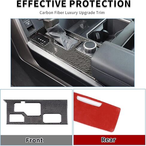 Center Console Gear Panel Sticker for 2022 Toyota Tundra Soft Carbon Fibre Car Centre Console Gear Panel Decorative Protective Interior Accessories (Style B -Black Carbon) in Saudi Arabia