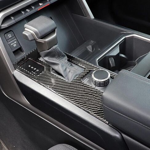 Center Console Gear Panel Sticker for 2022 Toyota Tundra Soft Carbon Fibre Car Centre Console Gear Panel Decorative Protective Interior Accessories (Style B -Black Carbon) in Saudi Arabia