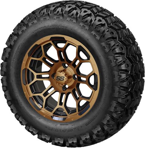 عربة RM مقاس 12 بوصة Hercules باللون الأسود/مصنوعة على إطارات سييرا الرياضية مقاس 23x10.50-12 (مجموعة من 4) | مجموعة إطارات وعجلات عربة الجولف مع صواميل العروة القياسية in Kuwait