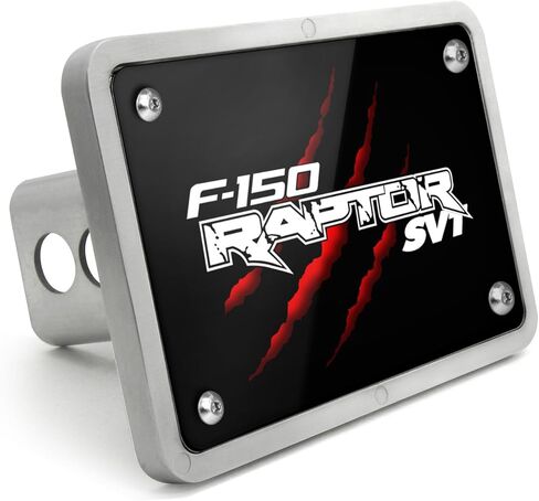 iPick Image for Ford F-150 Raptor SVT Claw Marks UV Graphic Black Plate Billet Aluminum 2 inch Tow Hitch Cover - Official Licensed in Kuwait