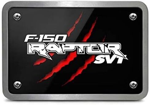 iPick Image for Ford F-150 Raptor SVT Claw Marks UV Graphic Black Plate Billet Aluminum 2 inch Tow Hitch Cover - Official Licensed in Kuwait