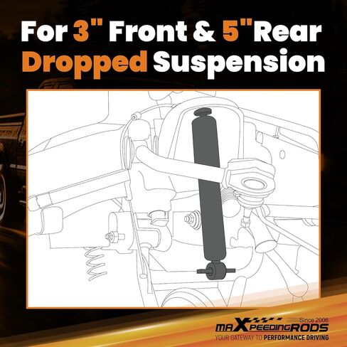 مجموعة تخفيض maXpeedingrods 3 بوصات أمامية و5 بوصات خلفية مع صدمات G1 لسيارة Ford Ranger 2WD 1998-2015، ملفات إسقاط أمامية، طقم قلاب للمحور، صدمات إسقاط مطورة in Kuwait