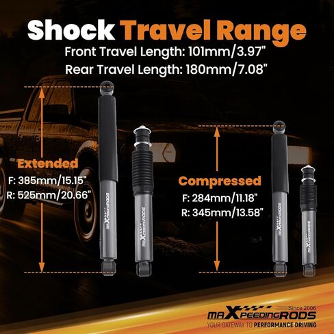 مجموعة تخفيض maXpeedingrods 3 بوصات أمامية و5 بوصات خلفية مع صدمات G1 لسيارة Ford Ranger 2WD 1998-2015، ملفات إسقاط أمامية، طقم قلاب للمحور، صدمات إسقاط مطورة in Kuwait