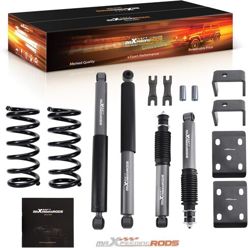 مجموعة تخفيض maXpeedingrods 3 بوصات أمامية و5 بوصات خلفية مع صدمات G1 لسيارة Ford Ranger 2WD 1998-2015، ملفات إسقاط أمامية، طقم قلاب للمحور، صدمات إسقاط مطورة in Kuwait