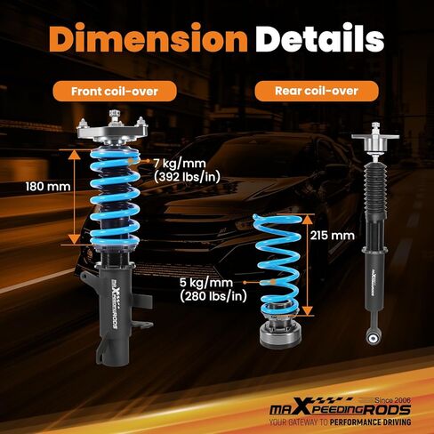 maXpeedingrods Coilovers for Ford Focus MK3 2011-2017, 24 Level Adjustable Damper Coilovers Suspension Kit, Height Adjustable Shock Absorber Struts, T6 Upgraded Lowering Kit Blue in Kuwait