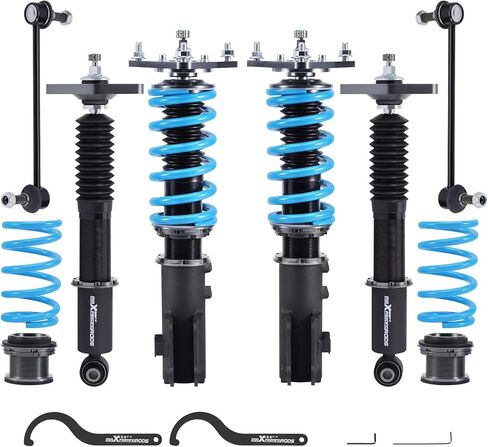 maxpeedingrods Coilover لسيارة Hyundai Genesis Coupe 2010-2016، طقم تعليق كويلوفيرس قابل للتعديل بـ 24 مستوى، دعامات ممتص الصدمات قابلة للضبط على الارتفاع، مجموعات خفض مطورة T6 باللون الأزرق in Kuwait