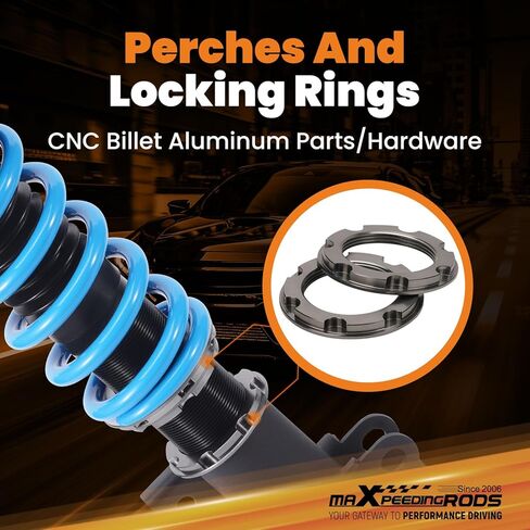 maxpeedingrods Coilover لسيارة Hyundai Genesis Coupe 2010-2016، طقم تعليق كويلوفيرس قابل للتعديل بـ 24 مستوى، دعامات ممتص الصدمات قابلة للضبط على الارتفاع، مجموعات خفض مطورة T6 باللون الأزرق in Kuwait