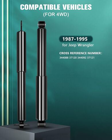 AUTOMUTO 4 Pcs Struts Shock Absorbers Compatible with 1987-1995 for Jeep Wrangler with 344088 344092 Auto Shocks - Front Rear in Kuwait