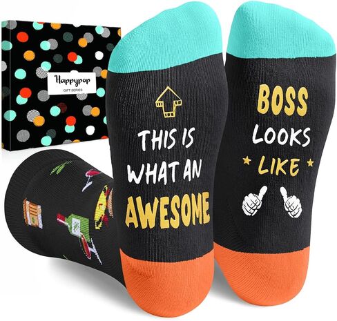 HAPPYPOP Boss Gifts Socks Ideas - Boss Gifts for Men Women, Best Boss Gifts Male Female in Saudi Arabia