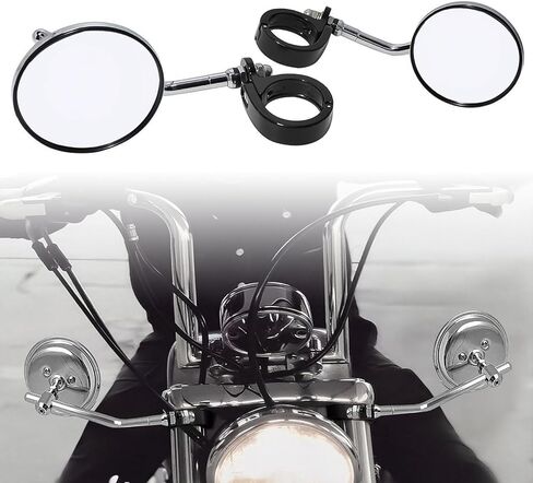 GUAIMI Motorcycle Mirrors 39-41mm Fork Mount Side Mirror Rearview Mirrors Compatible with Harley Sportster XL 883 1200 XL48 72 Rebel Bolt Custom Cruisers-Chrome in Kuwait