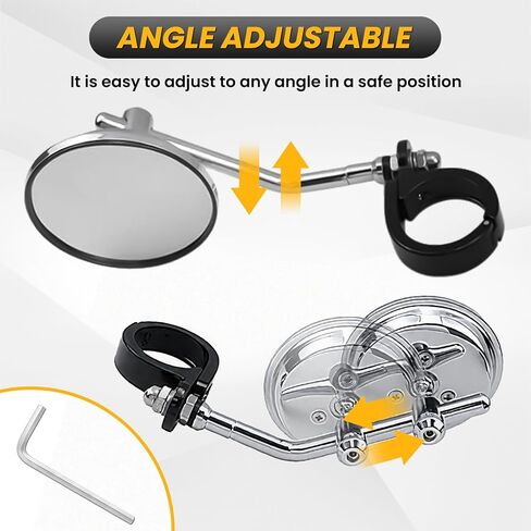 GUAIMI Motorcycle Mirrors 39-41mm Fork Mount Side Mirror Rearview Mirrors Compatible with Harley Sportster XL 883 1200 XL48 72 Rebel Bolt Custom Cruisers-Chrome in Kuwait