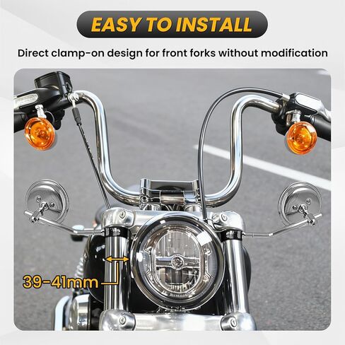 GUAIMI Motorcycle Mirrors 39-41mm Fork Mount Side Mirror Rearview Mirrors Compatible with Harley Sportster XL 883 1200 XL48 72 Rebel Bolt Custom Cruisers-Chrome in Kuwait