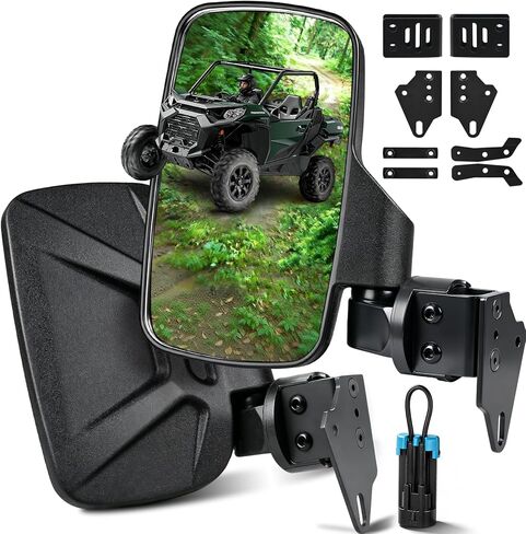 مرايا جانبية Defender، مرآة UNIGT UTV متوافقة مع Can Am Defender HD10 HD9 HD8 HD7 HD5 2016-2026، مرآة كبيرة/سهلة التركيب/قابلة للتعديل تناسب كامل الباب، نصف باب، بدون أبواب وحزام أمان قطعة واحدة in Kuwait