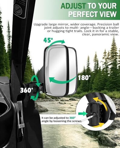 مرايا جانبية Defender، مرآة UNIGT UTV متوافقة مع Can Am Defender HD10 HD9 HD8 HD7 HD5 2016-2026، مرآة كبيرة/سهلة التركيب/قابلة للتعديل تناسب كامل الباب، نصف باب، بدون أبواب وحزام أمان قطعة واحدة in Kuwait