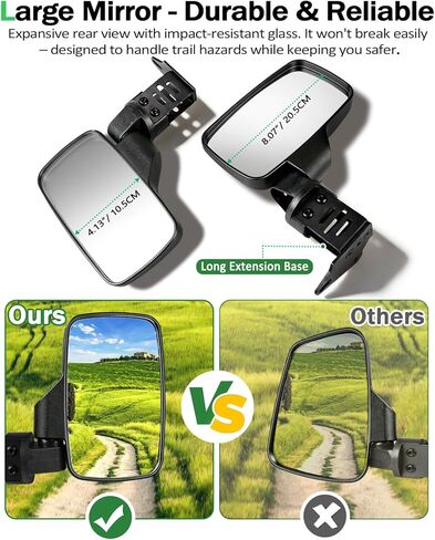 مرايا جانبية Defender، مرآة UNIGT UTV متوافقة مع Can Am Defender HD10 HD9 HD8 HD7 HD5 2016-2026، مرآة كبيرة/سهلة التركيب/قابلة للتعديل تناسب كامل الباب، نصف باب، بدون أبواب وحزام أمان قطعة واحدة in Kuwait