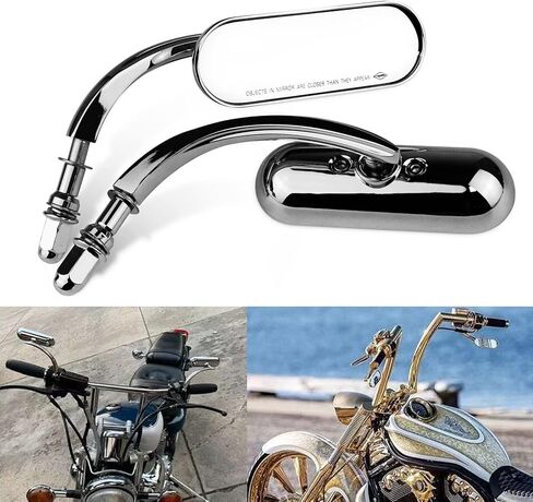 Motorcycle Rearview Mirrors Mini Oval 8MM for Harley Davidson Road King Street Glide Electra Dyna Sportster Softail Road Glide 1982-2022,Chrome in Saudi Arabia