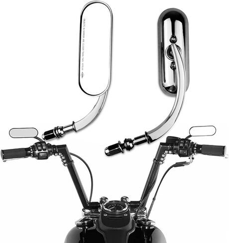 Motorcycle Rearview Mirrors Mini Oval 8MM for Harley Davidson Road King Street Glide Electra Dyna Sportster Softail Road Glide 1982-2022,Chrome in Saudi Arabia