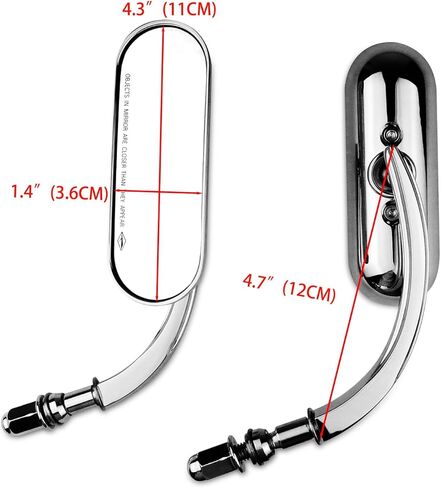 Motorcycle Rearview Mirrors Mini Oval 8MM for Harley Davidson Road King Street Glide Electra Dyna Sportster Softail Road Glide 1982-2022,Chrome in Saudi Arabia
