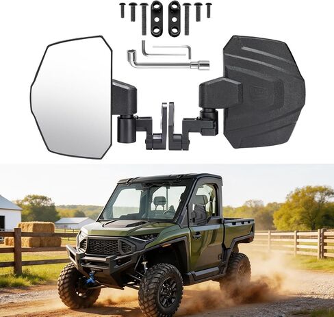تمديد المرايا الجانبية من KEMIMOTO قابل للتعديل متوافق مع Polaris Ranger Crew/XD 1500 2024-2026 Northstar Premium Ultimate Door/A-Pillar Mounted، استبدال الملحقات #2889099#2889862 in Kuwait