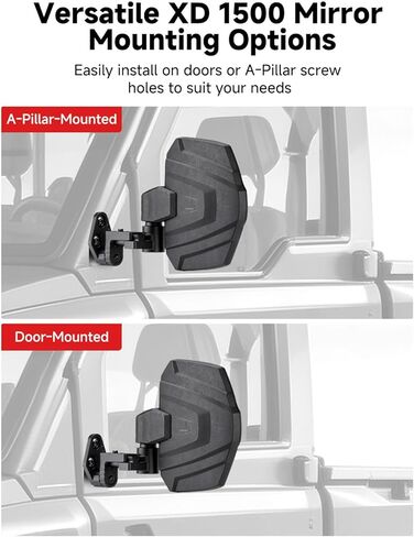 تمديد المرايا الجانبية من KEMIMOTO قابل للتعديل متوافق مع Polaris Ranger Crew/XD 1500 2024-2026 Northstar Premium Ultimate Door/A-Pillar Mounted، استبدال الملحقات #2889099#2889862 in Kuwait