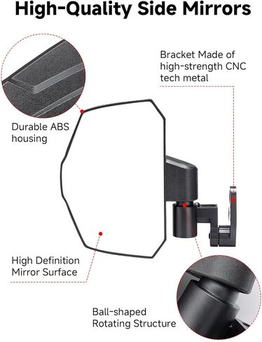 تمديد المرايا الجانبية من KEMIMOTO قابل للتعديل متوافق مع Polaris Ranger Crew/XD 1500 2024-2026 Northstar Premium Ultimate Door/A-Pillar Mounted، استبدال الملحقات #2889099#2889862 in Kuwait