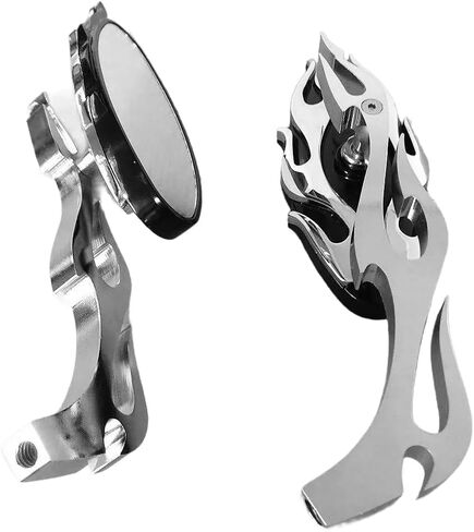 MT350-02- Motorcycle Flame style rearview mirror Compatible with any cruiser chopper custom Chrome in Kuwait