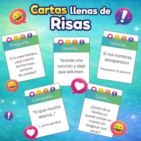 Risaterapia en Familia - Juego de Mesa Familiar en Español, 200 Cartas, 5 Categorías para Reír y Conectar. Spanish Games for Family 13+. Perfecto Como juegos familiares Divertidos. in Kuwait