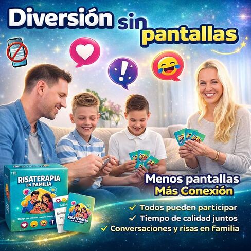 Risaterapia en Familia - Juego de Mesa Familiar en Español, 200 Cartas, 5 Categorías para Reír y Conectar. Spanish Games for Family 13+. Perfecto Como juegos familiares Divertidos. in Kuwait