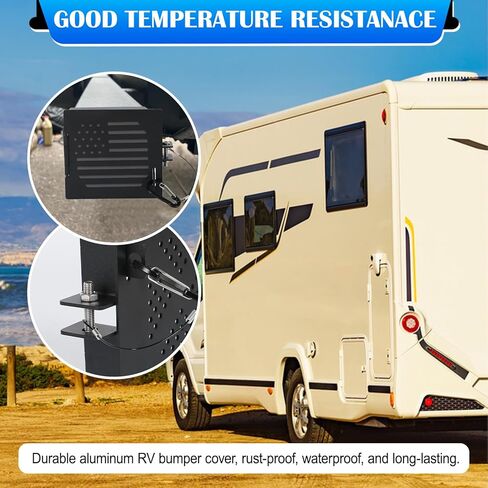 Aluminum RV Bumper End Caps (2-Pack) - Fits 4-Inch Square Travel Trailer Bumpers, Sewer Hose Storage Covers with Vent Holes, Heavy-Duty Camper Accessories (Black-2 pcs) in Saudi Arabia
