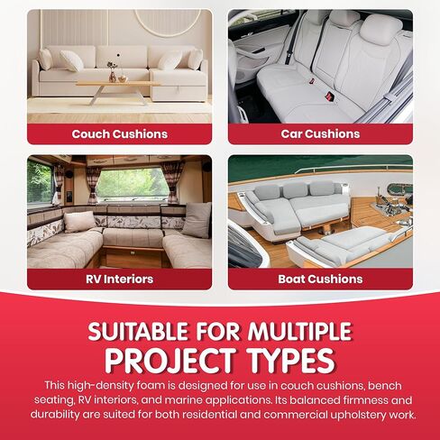 FOAMYFOAM 6 pack of High Density 2 inch Thick, 18 inch Wide, 18 inch Long Upholstery Foam, Cushion Replacement in Saudi Arabia