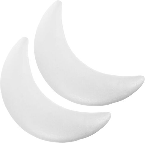 2PCS White Polystyrene Foam Balls Half Moon Shape for Crafting DIY Moon Decorations for Eid Mubarak Party Art Projects and Educational Models in Kuwait