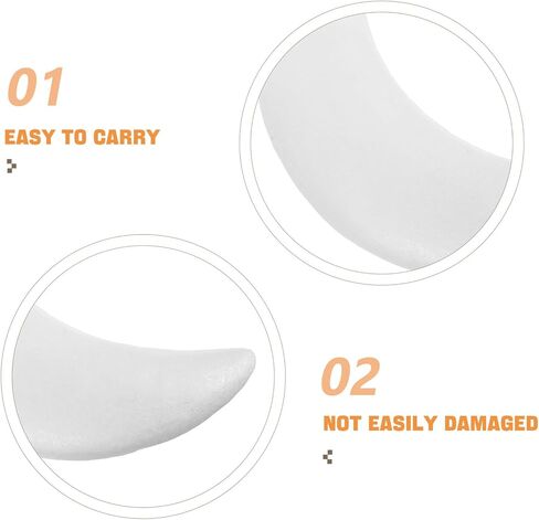 2PCS White Polystyrene Foam Balls Half Moon Shape for Crafting DIY Moon Decorations for Eid Mubarak Party Art Projects and Educational Models in Kuwait