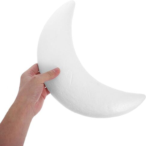 2PCS White Polystyrene Foam Balls Half Moon Shape for Crafting DIY Moon Decorations for Eid Mubarak Party Art Projects and Educational Models in Kuwait