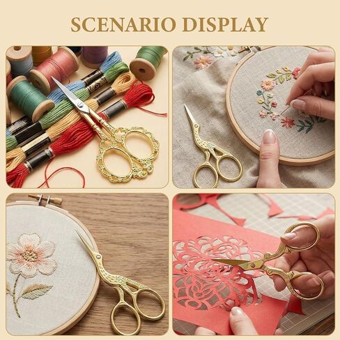 3 PCS Small Sharp Embroidery Scissors, Gold Stork Needlepoint Thread Snips with Cover, Yarn Scissors for Crocheting & Sewing in Saudi Arabia