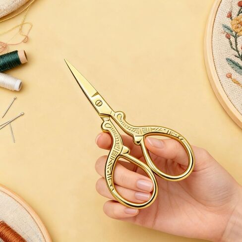 3 PCS Small Sharp Embroidery Scissors, Gold Stork Needlepoint Thread Snips with Cover, Yarn Scissors for Crocheting & Sewing in Saudi Arabia